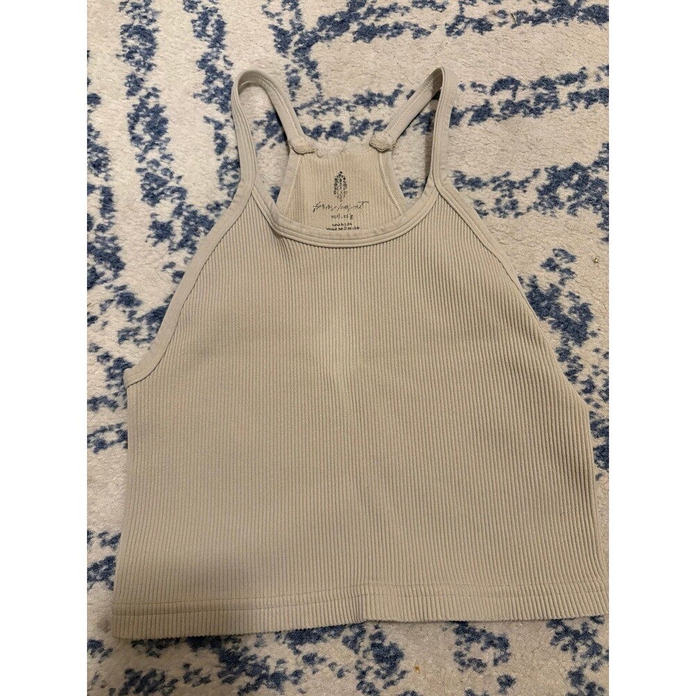 Tan Ribbed Free People Intimately Free Halter Tank Top